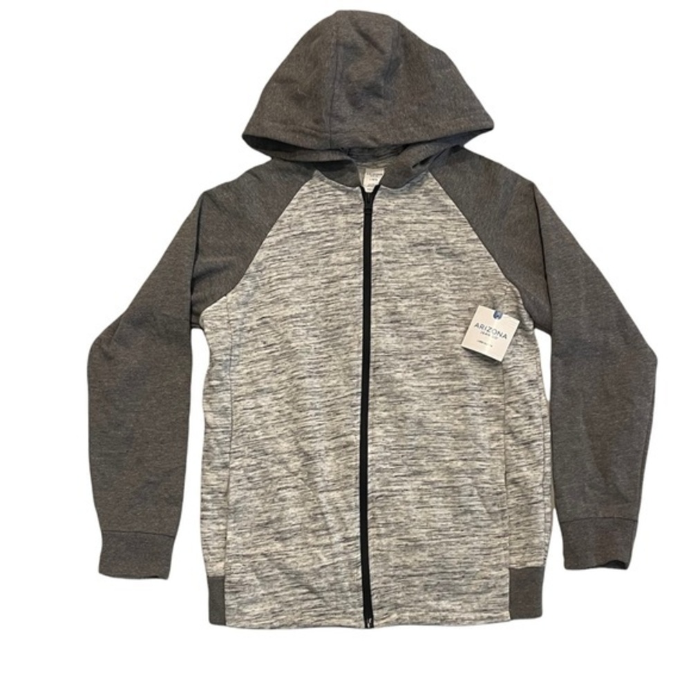 NWT ARIZONA Gray Fleece Lined Long Sleeve Zipper Hoodie Size L 14/16